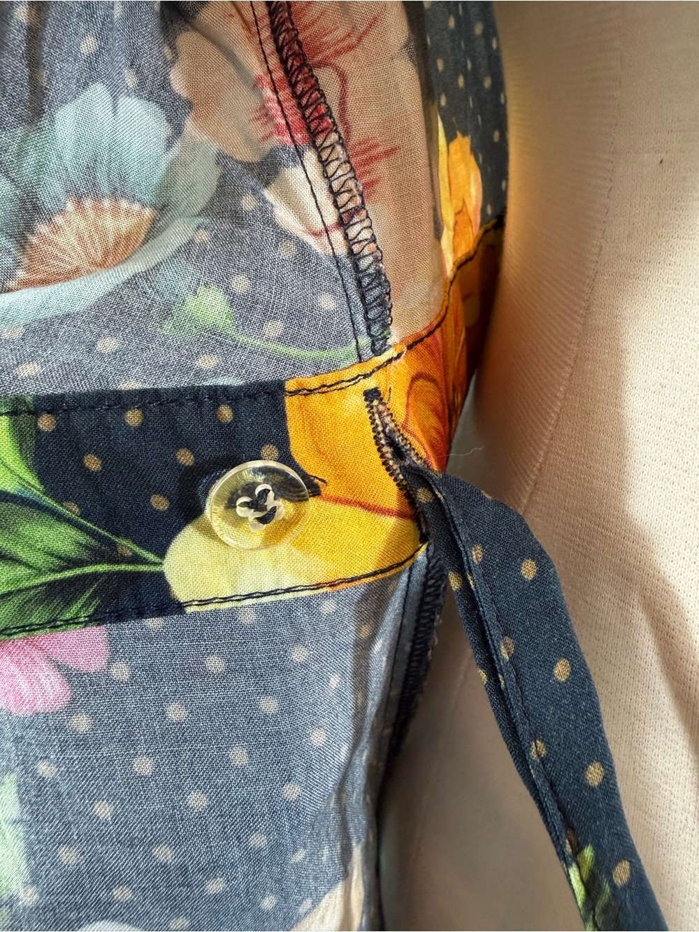 Anthropologie Farm Rio Majorca Wrap Dress Size S Blue Floral Polka Dot Hi Low - Picture 6 of 15